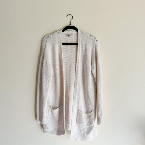 Bass Cream Knit Open Front Pocket Cardigan Sweater - XL - Picture 1 of 7
